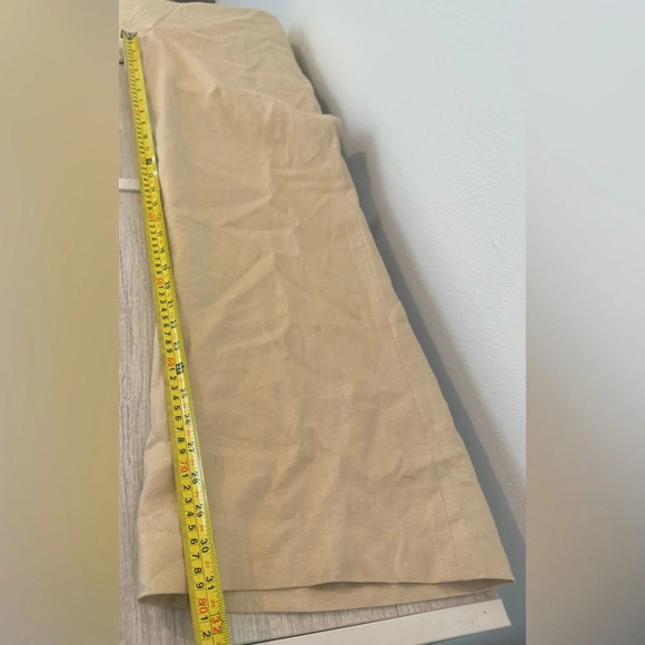 Lauren Ralph Lauren Khaki 100% Linen Wide Leg Pants Side Zip Lagenlook NWT 12 - Picture 6 of 10